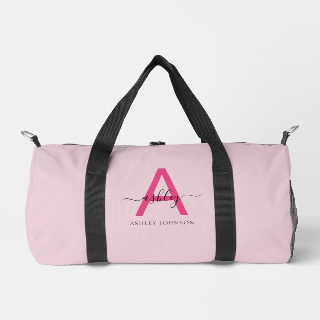 Sac De Sport Monogramme rose chaud Nom de la fillette Script Sp (Recto)