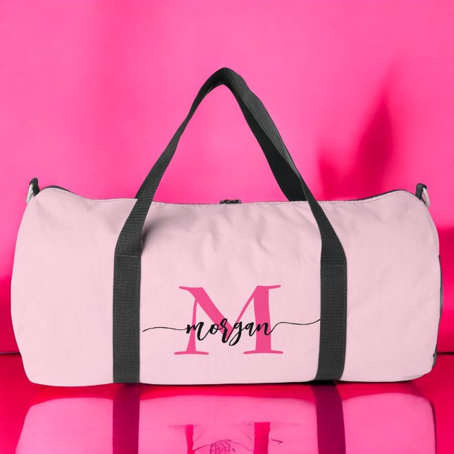 Sac De Sport Monogramme rose chaud Nom de la fillette Script Sp (Créateur téléchargé)