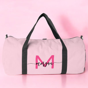 Sac De Sport Monogramme rose chaud Nom de la fillette Script Sp