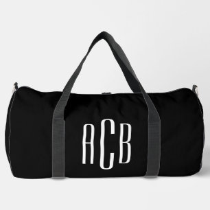 Sac De Sport Monogramme simple à trois lettres noir et blanc