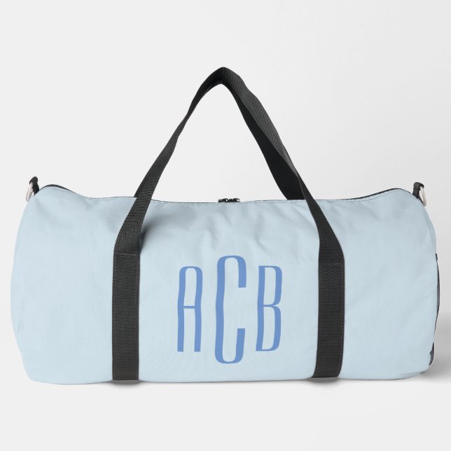 Sac De Sport Monogramme simple bleu à trois lettres (Recto)