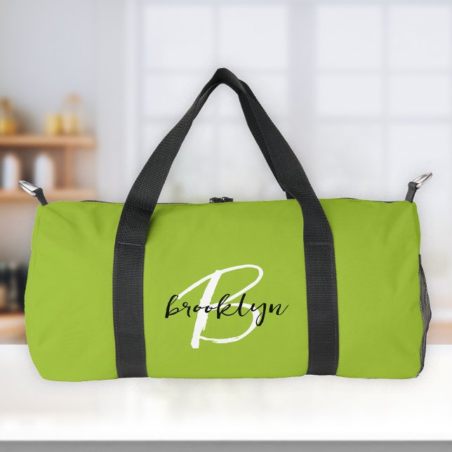 Sac De Sport Monogramme tendance vert citron noir blanc  (Créateur téléchargé)