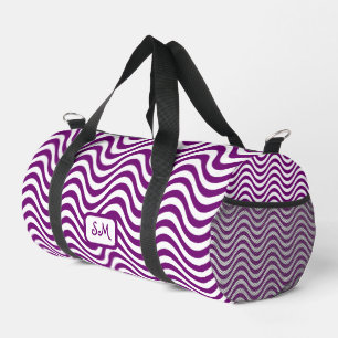 Sac De Sport Monogramme violet blanc ondulée rayures psychédéli