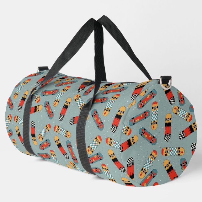 Sac De Sport Motif bleu Retro Skateboard (Coin gauche)