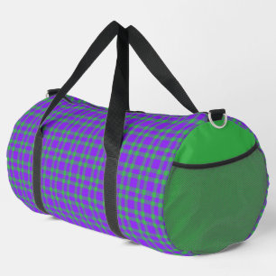 Sac De Sport Motif carreaux violet vert grand