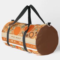 Motif circulaire orange Abstrait rétro personnalis