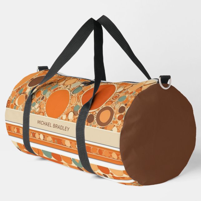 Sac De Sport Motif circulaire orange Abstrait rétro personnalis (Coin gauche)