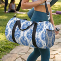Motif damassé méditerranéen bleu élégant blanc