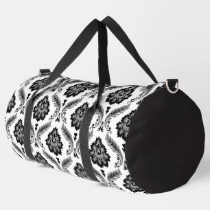 Sac De Sport Motif Damassé Rococo Gris Noir Blanc