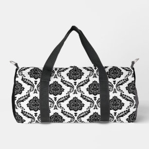 Sac De Sport Motif Damassé Rococo Noir sur Fond Blanc