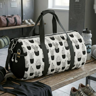 Sac De Sport Motif d'art linéaire de cactus grand