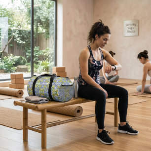 Sac De Sport Motif de carreaux de citron d'agrumes bleus de Méd