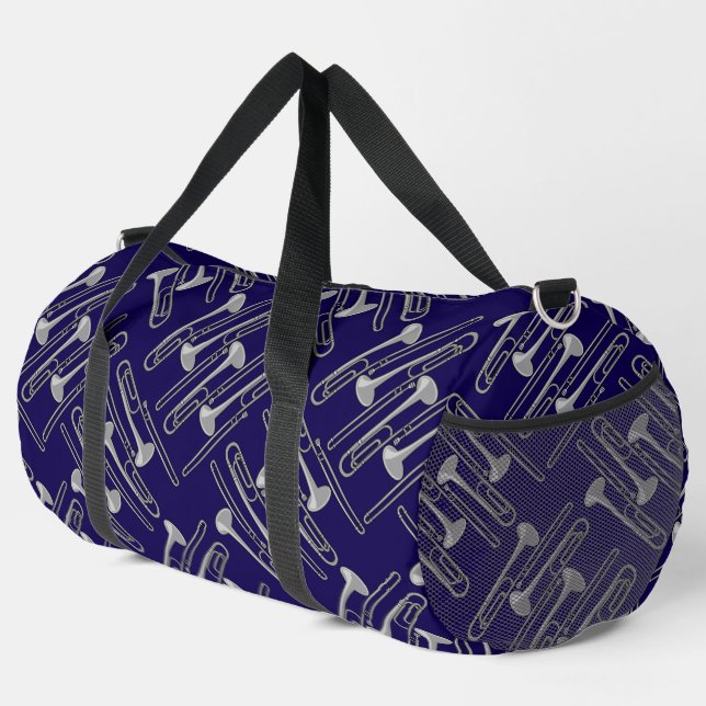 Sac De Sport Motif de crosshatch gris Trombone (Coin droit)