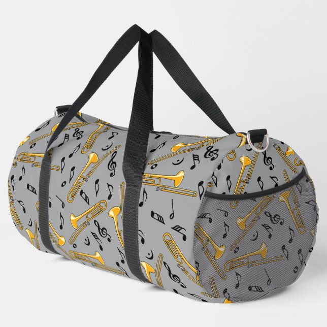 Sac De Sport Motif de crosshatch gris Trombone (Coin droit)