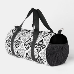 Sac De Sport Motif de défilement Damas noir gris blanc