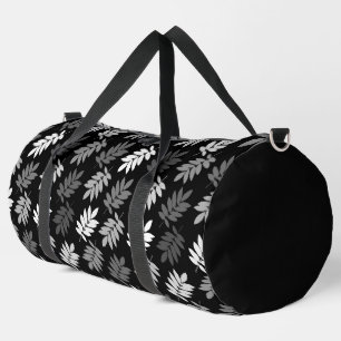 Sac De Sport Motif de feuille aînée noir blanc gris