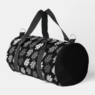 Sac De Sport Motif de feuille aînée noir blanc gris