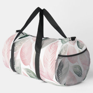 Sac De Sport Motif de feuilles botaniques rose et vert doux