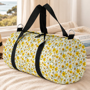 Sac De Sport Motif de fleur sauvage à l'aquarelle jaune