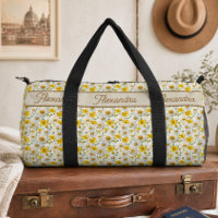Motif de fleurs sauvages jaunes Monogramme Nom