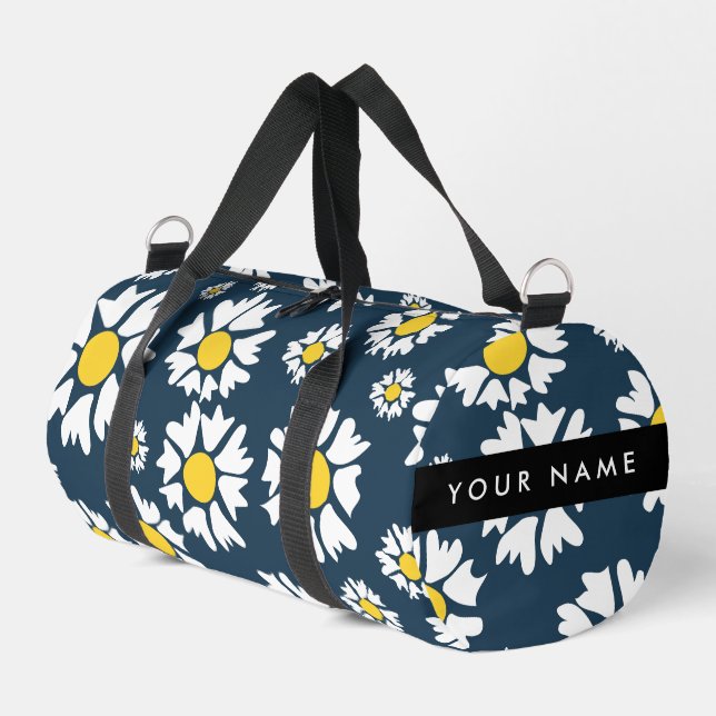 Sac De Sport Motif de marguerite, marguerites blanches, Votre n (Coin gauche)