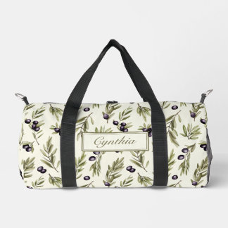 Sac De Sport Motif de monogramme à l'aquarelle Olive rustique 