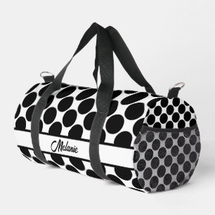Sac De Sport Motif de nom à pois noir et blanc grosses taches
