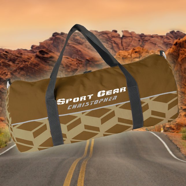 Sac De Sport Motif de répétition moderne Brown (Modern Sporting Duffel Bag. Great for outdoors activities.)