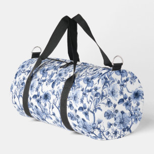 Sac De Sport Motif de toile fleurie bleue vintage