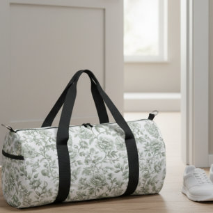 Sac De Sport Motif de toile vintage floral vert sauge