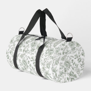 Sac De Sport Motif de toile vintage floral vert sauge