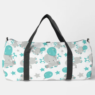 Sac De Sport Motif Des Eléphants, Eléphants Mignons - Gris Bleu