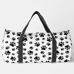 Sac De Sport Motif des pattes, pattes de chien, noir et blanc