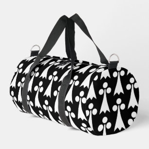 Sac De Sport Motif d'hermine, Motif Médiéval, Blanc sur Noir