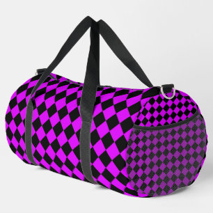 Sac De Sport Motif diamant à carreaux noir violet grand