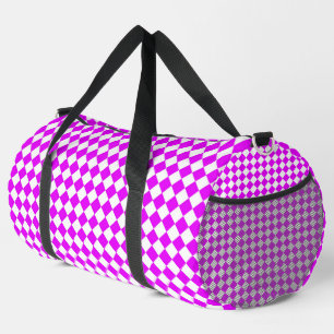 Sac De Sport Motif diamant à carreaux rose et blanc grand