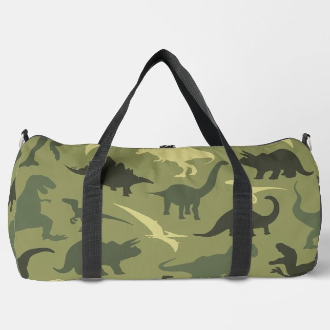Sac De Sport Motif Dinosaure, Silhouette Dinosaure, Dino Vert (Recto)