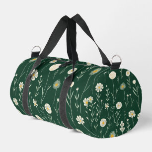 Sac De Sport Motif élégant de fleurs sauvages sur fond vert fon