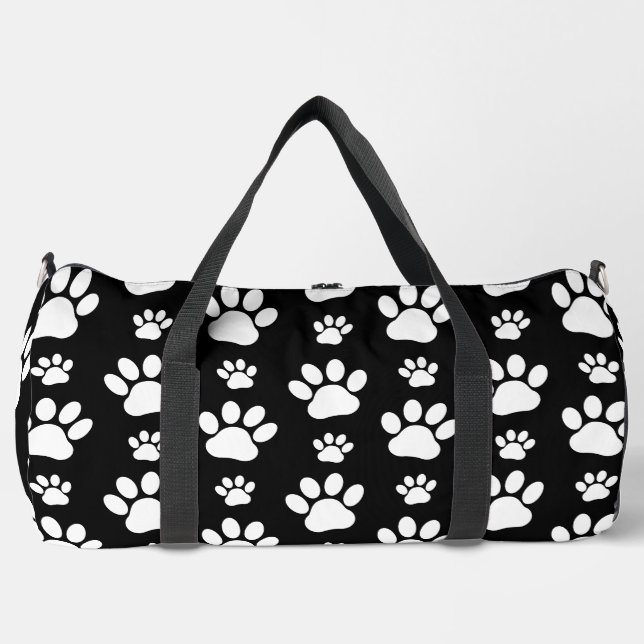Sac De Sport Motif, Empreintes de pattes, pattes de chien, noir (Recto)