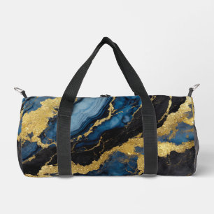 Sac De Sport Motif en marbre bleu avec or