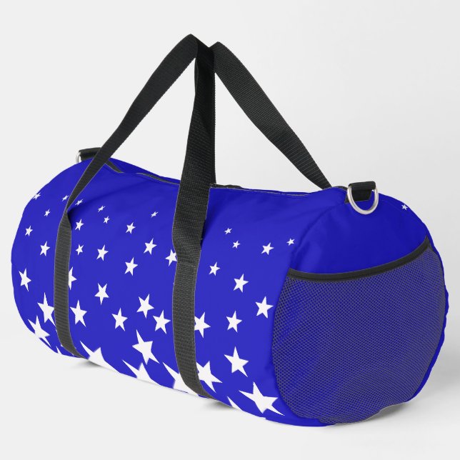 Sac De Sport Motif étoile blanche sur arrière - plan bleu petit (Coin droit)