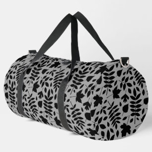 Sac De Sport Motif Feuille tombé noir sur gris
