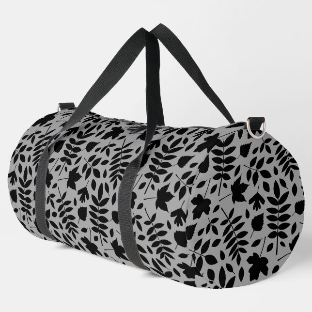 Sac De Sport Motif Feuille tombé noir sur gris (Coin gauche)