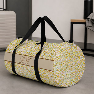 Sac De Sport Motif Fleurs Sauvages Jaunes Monogramme Nom