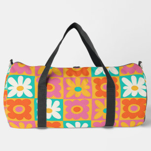 Sac De Sport Motif floral à carreaux groovy rétro des années 70