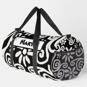 Sac De Sport Motif Floral Blanc Noir