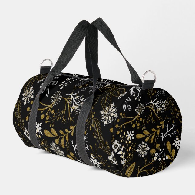 Sac De Sport Motif floral complexe avec or et blanc  (Coin gauche)