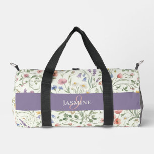 Sac De Sport Motif floral de nom de monogramme Fleur sauvage Gy