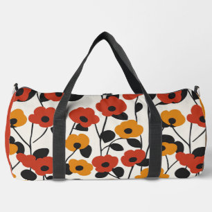 Sac De Sport Motif floral rétro en gras rouge, orange et noir