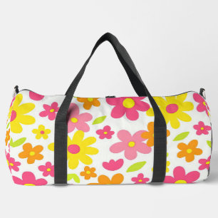 Sac De Sport Motif floral rétro rose et jaune de l'été lumineux